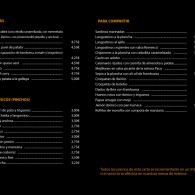 Carta de Menú. cara interior