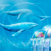 Ballenas en el fondo marino