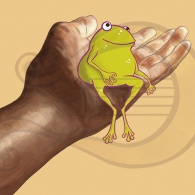 La rana Chiclota amiga de un humano