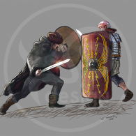 Lucha entre bárbaro y romano