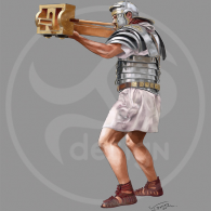 Romano apuntando  con  una "manuballista" o "chierobalista"